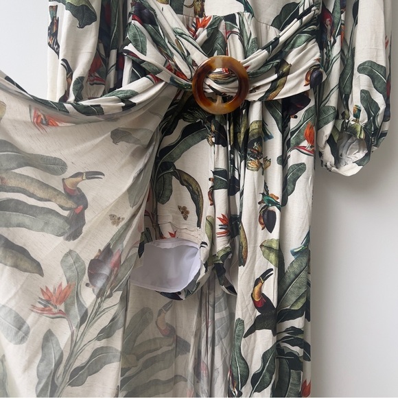 PatBo Hi-Lo Tropical Romper Dress - Size 6 - White and Green - Picture 9 of 14